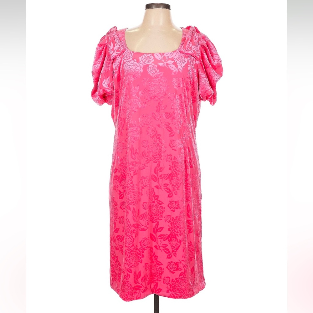 Ivy City Co Pink Floral Velvet Dress